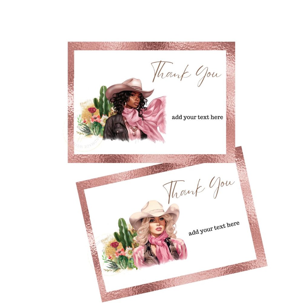 Thank You Cards  Western Pink Cowgirls